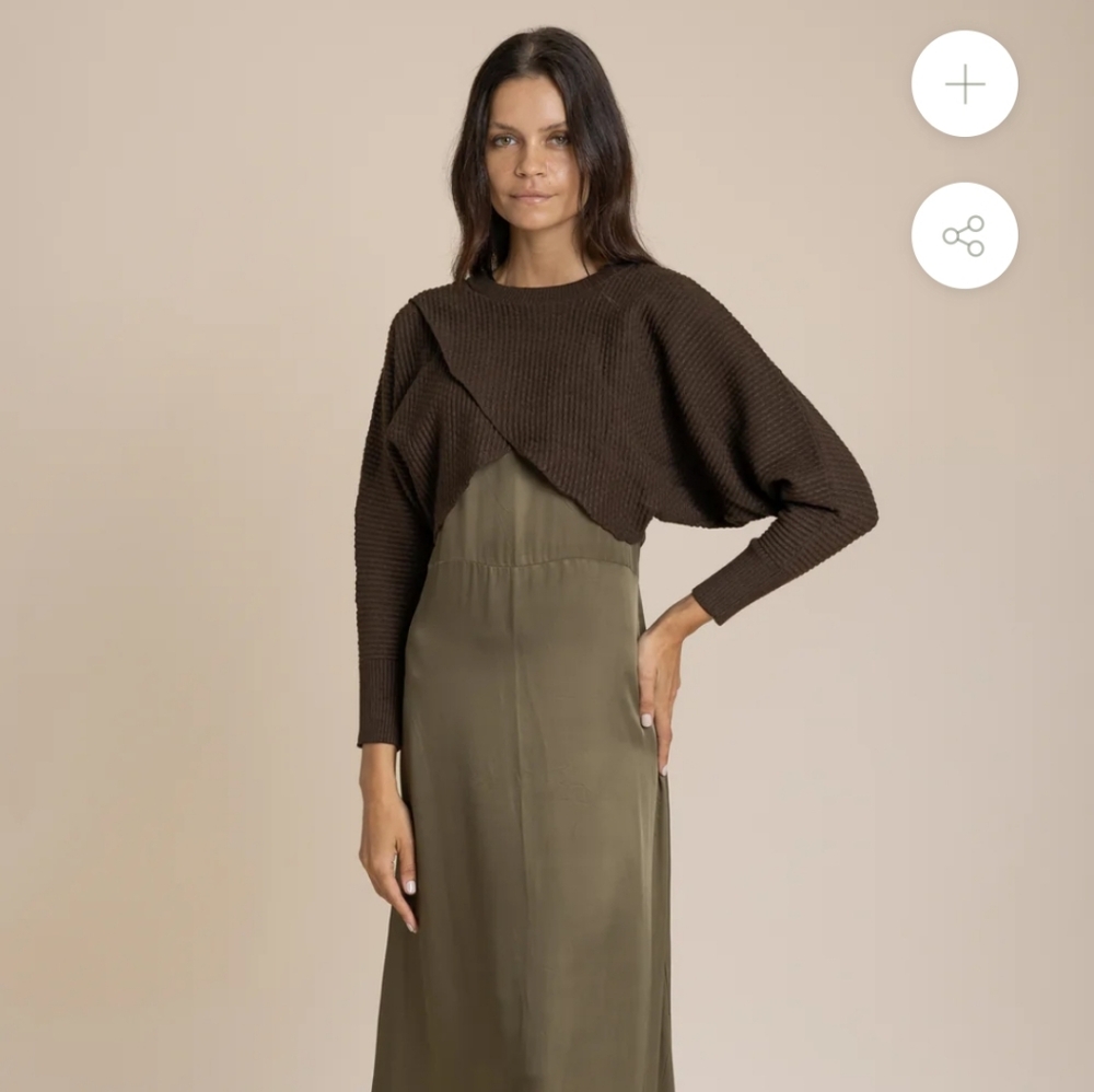 Olive Box Knit Overlay